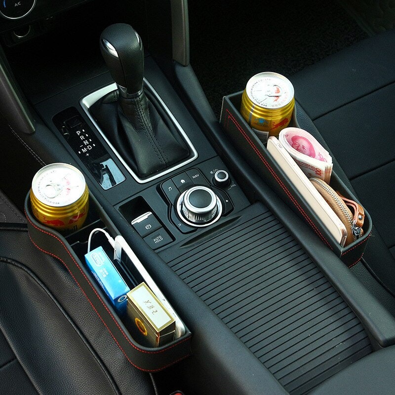 Leather car seat organizer Car gap storage box leak-proof storage cup holder For Wallet Phone Coins Keys Cards Leather car seat organizer Car gap storage box leak-proof storage cup holder For Wallet Phone Coins Keys Cards